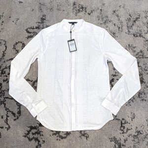 John Varvatos pleated linen shirt